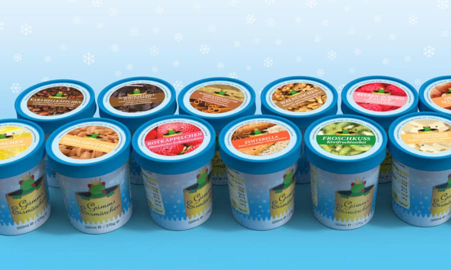 Verpackungsgestaltung Grimms Eis